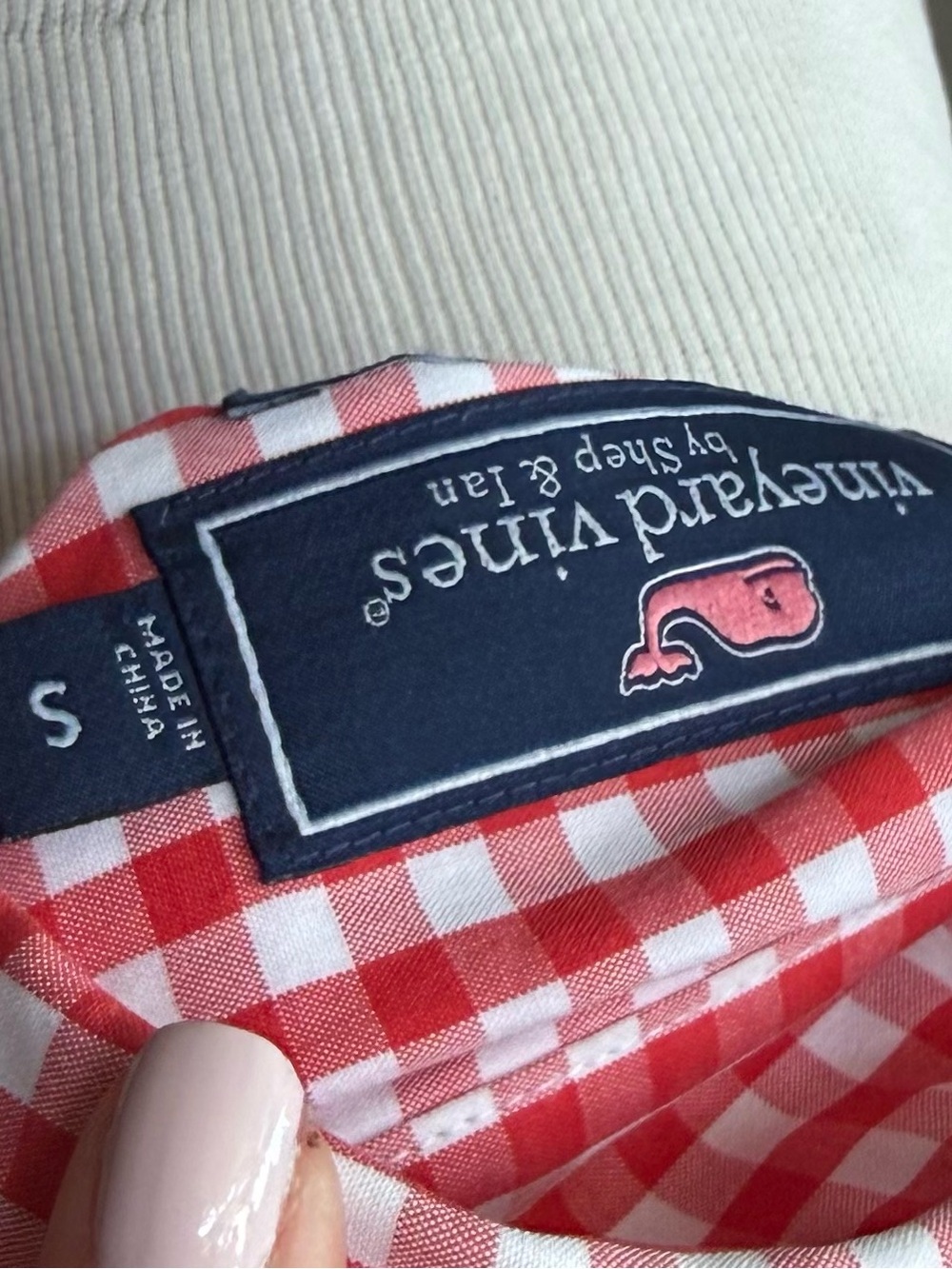 Women's Red Gingham Button-Down Shirt by Vineyard Vines size small - Picture 5 of 5
